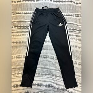 Adidas Kids Black Joggers with White Stripes